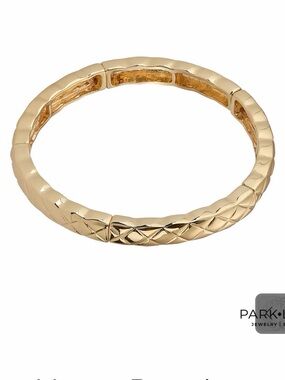 Park Lane Gold Quilted Hinged Bangle Bracelet